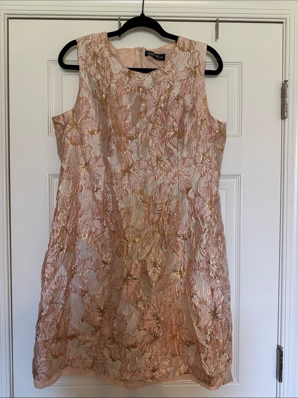 Sleeveless Pink Floral Embroidered Dress